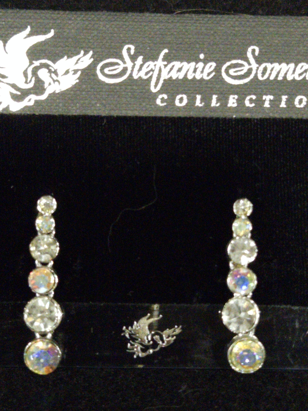 Vintage Stefanie Somers Crystal AB Iridescent Linear Drop Earrings